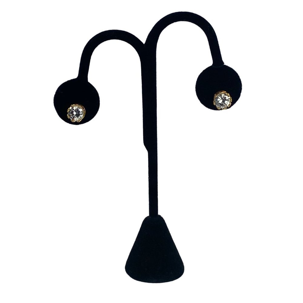 Cubic Zirconia Earrings 10MM Gold Plated - Picture 3 of 4